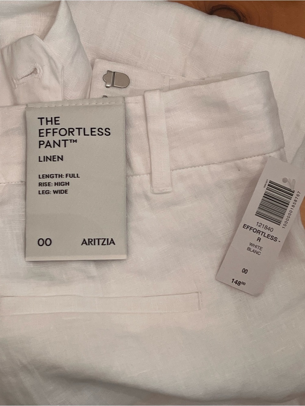 NWT Aritzia Effortless New Linen Pant Size 00 Wide Leg White Lined Italy ~ $148 - Picture 14 of 16